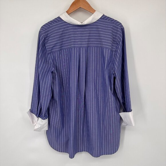 Chicos 2.5 No-Iron Coolmax All Season Striped Shirt Womens Size 18  Blue popover - Picture 13 of 13